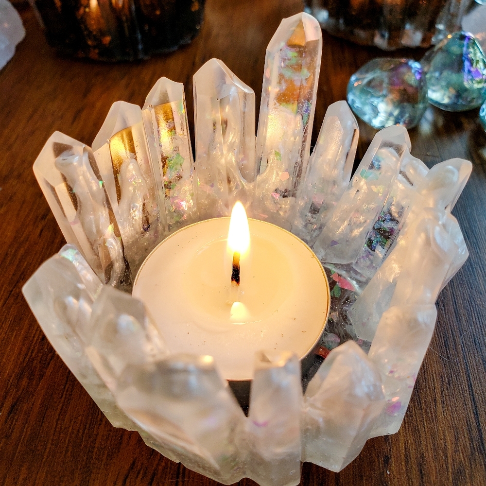 SOLD, Crystal Inspired Resin Tealight Candle Holder - Picture 3 of 13